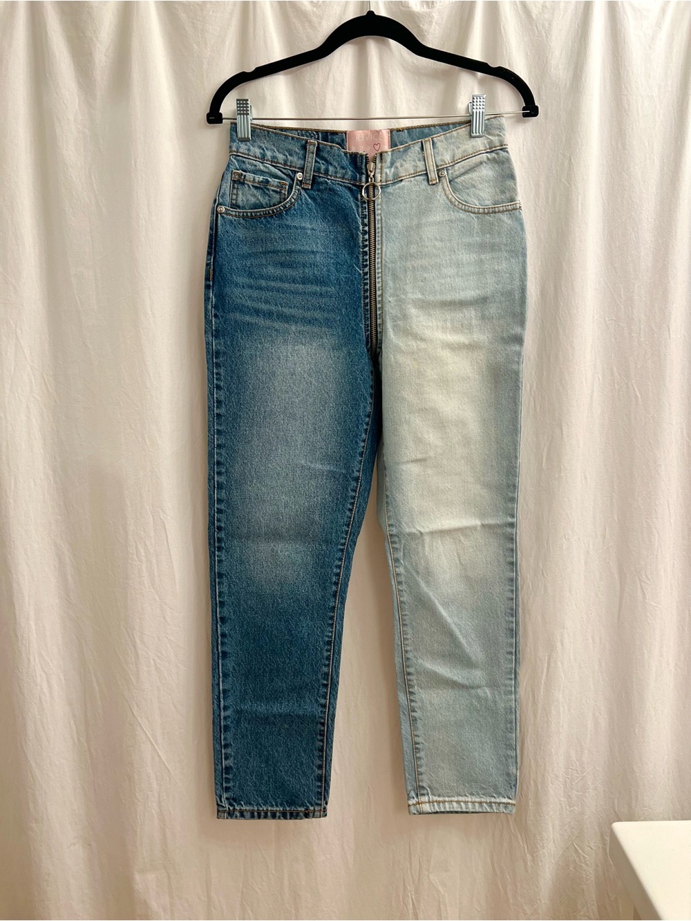 REVICE Two-Tone Straight Leg Jeans - Dark Blue & Light Blue